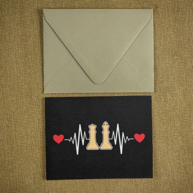Postal Chess Heartbeat Checkmate Vintage (chess heartbeat black postcard)