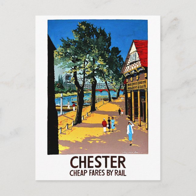 Postal Chester, Inglaterra, muelle de la ciudad, estación (Anverso)