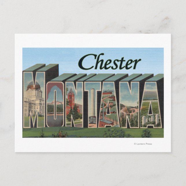 Postal Chester, Montana - Escenas de letras grandes (Anverso)