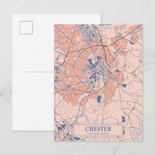 Postal Chester Reino Unido Mapa de la ciudad ventosa Viaj