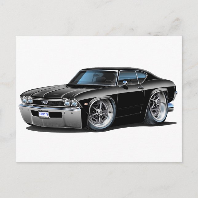 Postal Chevelle Black Car 1968 (Anverso)
