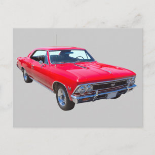Postal Chevelle Chevy Chevelle roja 1966 SS 396
