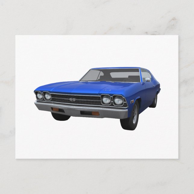 Postal Chevelle SS de 1969: Fin azul (Anverso)