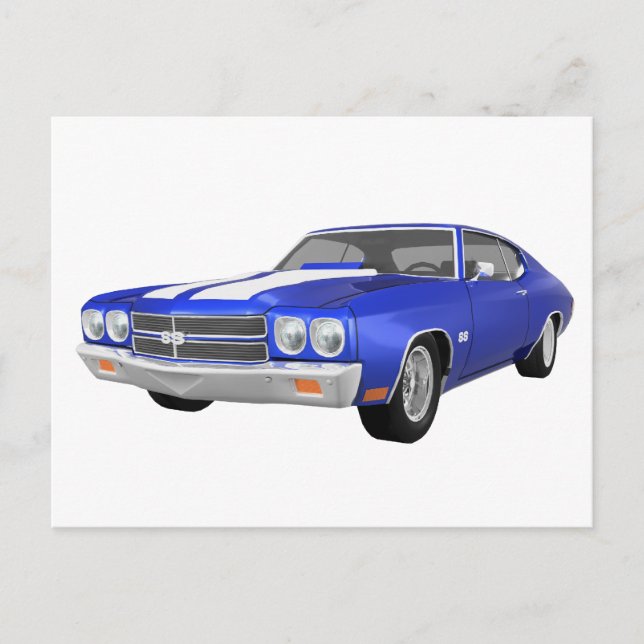 Postal Chevelle SS de 1970: Fin azul: (Anverso)