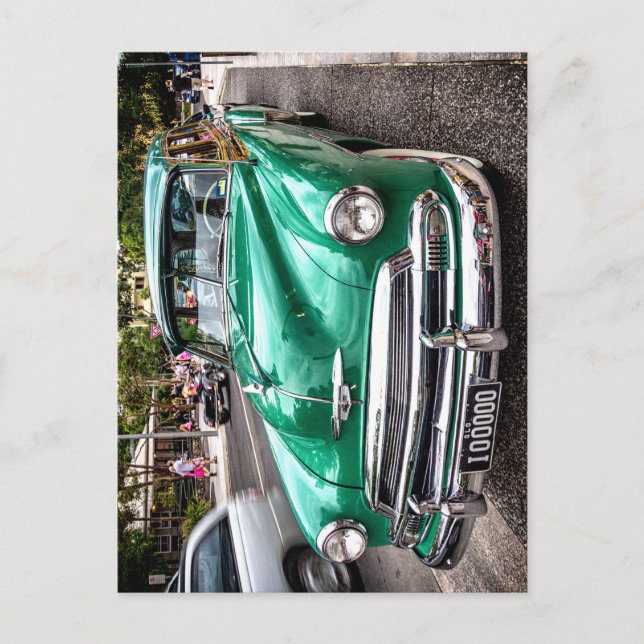 Postal Chevrolet Circa 1951, Stationwagon de lujo en verd (Anverso)