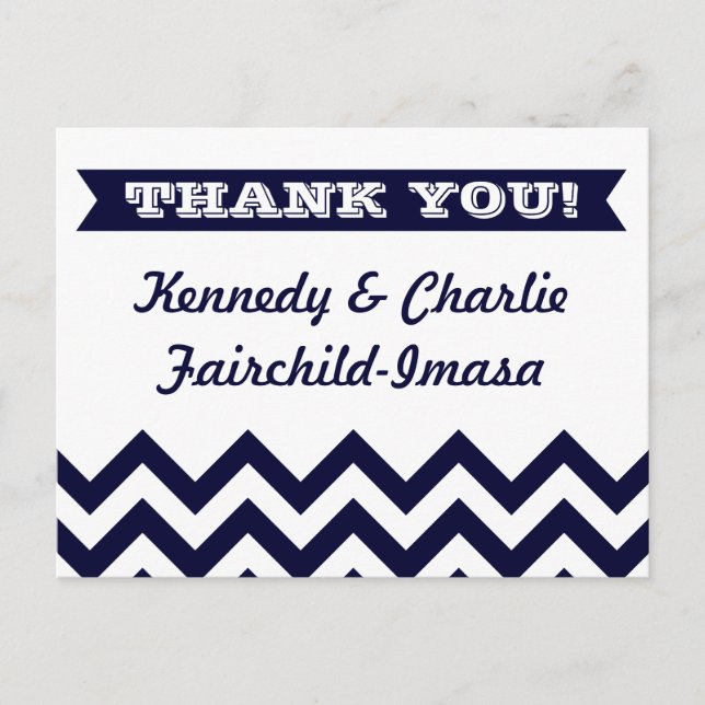 Postal Chevron Boda Gracias Cartas (Anverso)