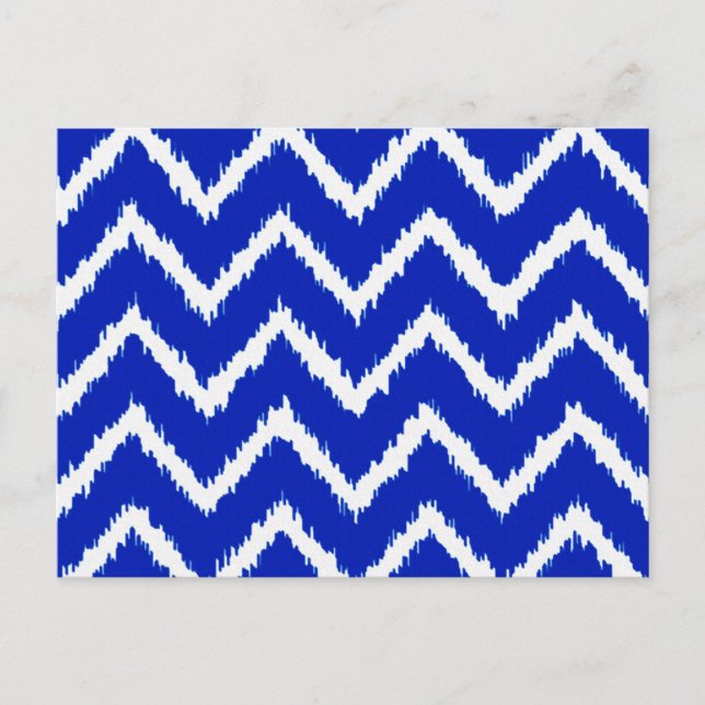 Postal Chevron de Ikat - azul cobalto y blanco (Anverso)