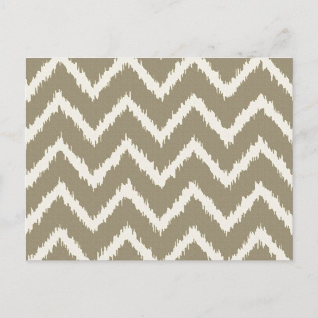 Postal Chevron Ikat - taupe beige y beige (Anverso)