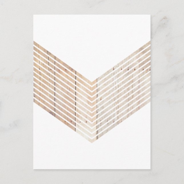 Postal Chevron Minimalista blanco con madera (Anverso)