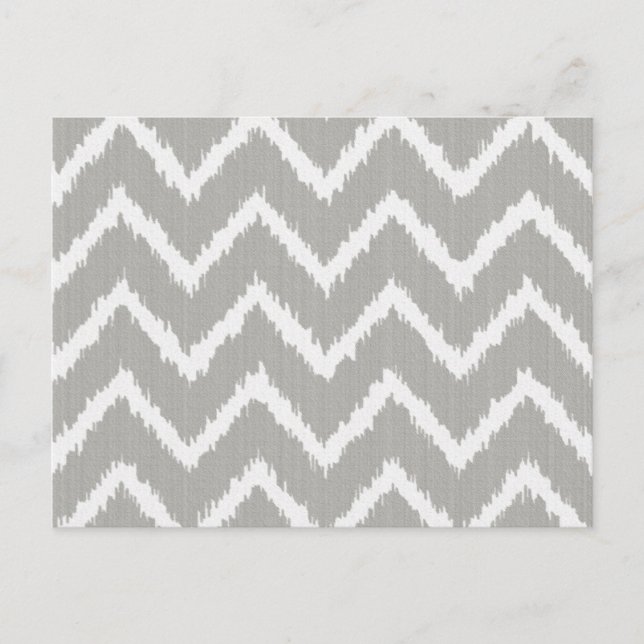 Postal Chevrons Ikat - gris plateado y blanco (Anverso)