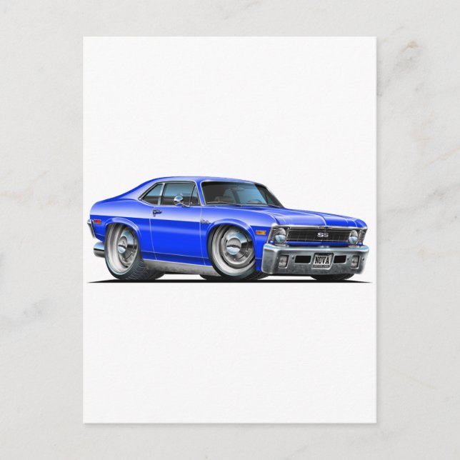 Postal Chevy Nova Blue Car (Anverso)