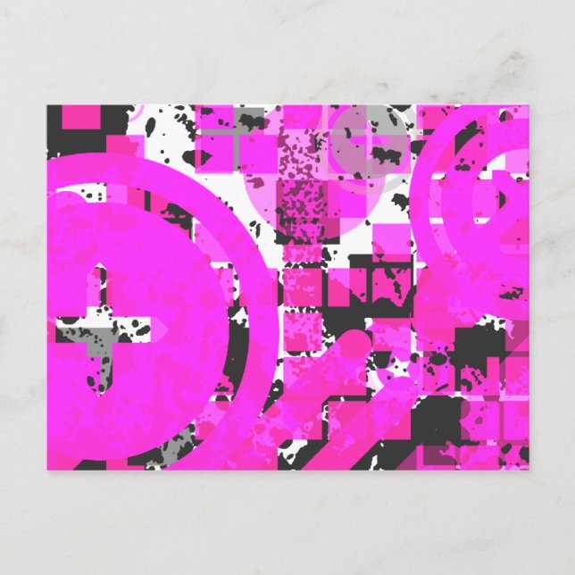 Postal chex estropeado rosa caliente : (Anverso)