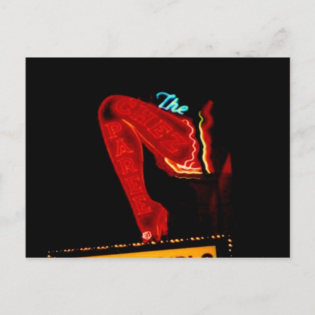 Postal Chez Paree, Rótulo Neon pre-Katrina New Orleans (Anverso)