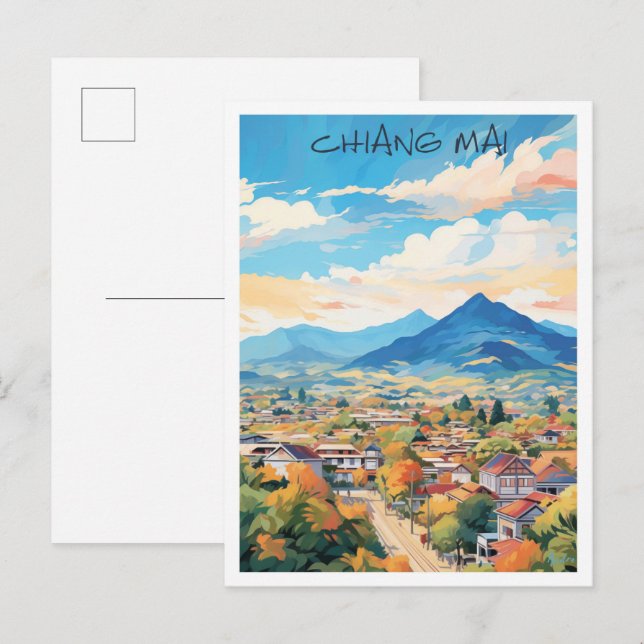 Postal Chiang Mai Tailandia Arte Viaje  (Anverso / Reverso)