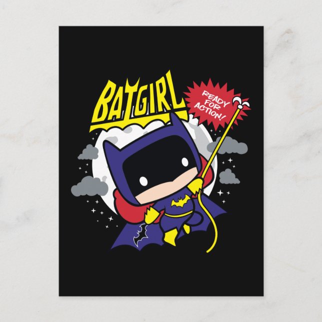 Postal Chibi Batgirl Preparado Para La Acción (Anverso)