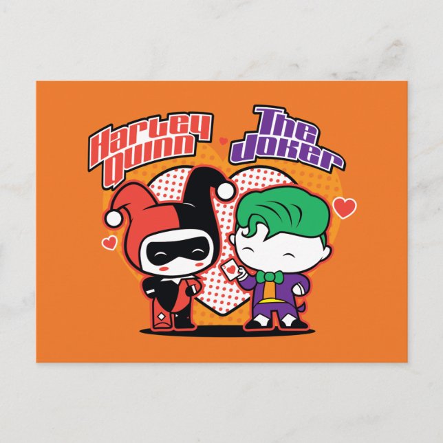 Postal Chibi Harley Quinn & Chibi Joker Hearts (Anverso)