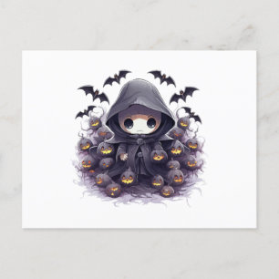Postal Chibi Segador Halloween - Fantasía Oscura Adorable