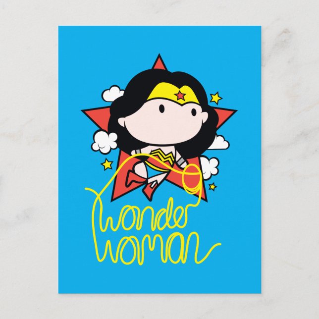 Postal Chibi WonWoman Volando Con Lasso (Anverso)