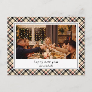 Postal Chic Año Nuevo personalizado rojo negro blanco bei