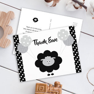 Postal Chic Baby Shower Cute Cordero Negro y Blanco Graci