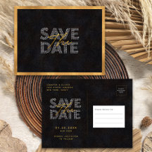 Chic Black Gold Lujoso Ahorro de Boda la Fecha