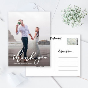Postal Chic Caligrafía Script Agradecimiento Boda Foto