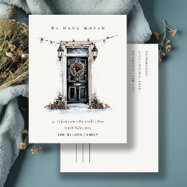 Postal Chic Festive Winter Front Door We have Moved 