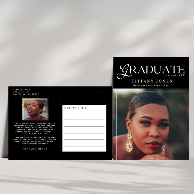 Postal Chic Graduate Magazine Photo Graduation Thank You (Subido por el creador)