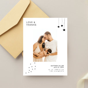 Postal Chic Minimalista Foto Baby Shower Agradecimiento