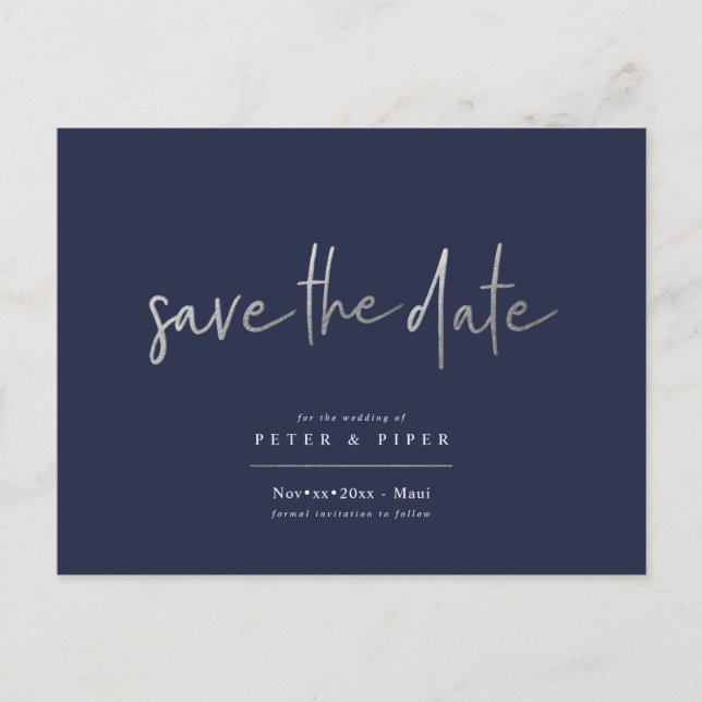 Postal Chic+Modern Firma de Escritura en Plata, Salven la (Anverso)
