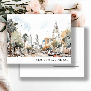 Postal Chic Orlando Florida horizonte acuarela viaje