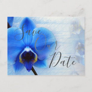 Postal Chic Orquídea Acuarela Azul Boda Guardar Nuestra F