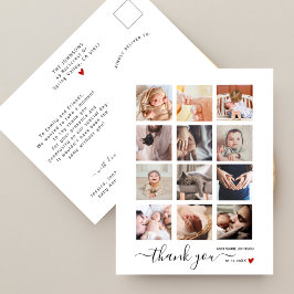 Postal Chic Script 12 Fotos Collage Baby Shower Agradecim