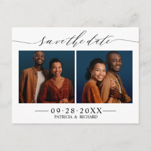 Postal Chic Script Boda Save The Date 2 Foto Collage