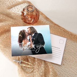 Postal Chic Script Elegante Foto de Agradecimiento de Bod