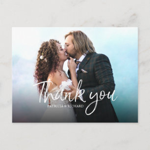 Postal Chic Script Simple Elegante Foto de Agradecimiento