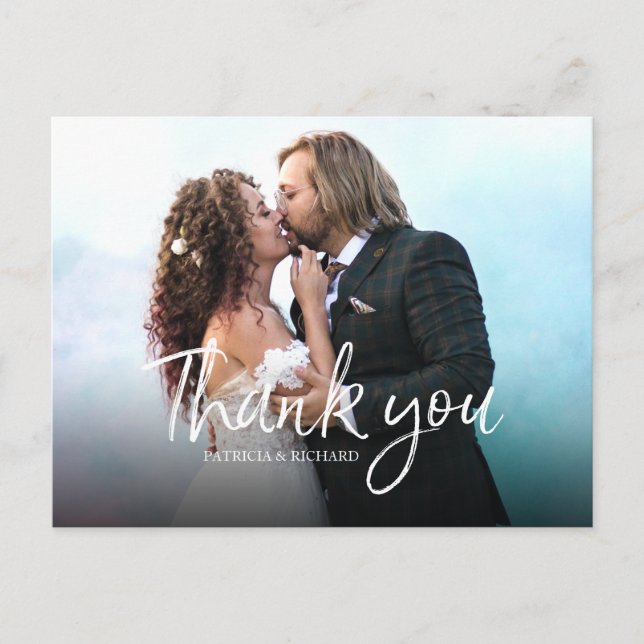 Postal Chic Script Simple Elegante Foto de Agradecimiento (Anverso)