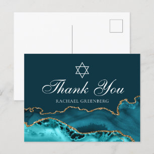 Postal Chic Turquesa Agradecimiento Personalizado Bat Mit
