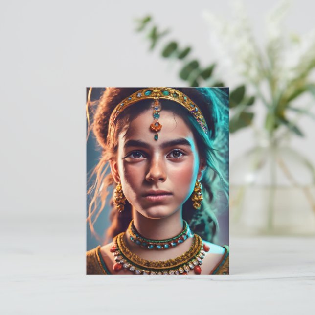 Postal Chica amazigh marroquí (Anverso de pie)