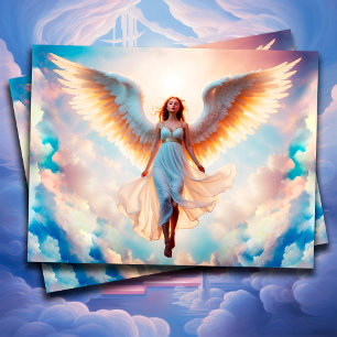 Postal Chica ángel cristiano religioso arte de fantasía