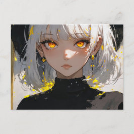 Postal Chica anime con ropa negra, poscruce