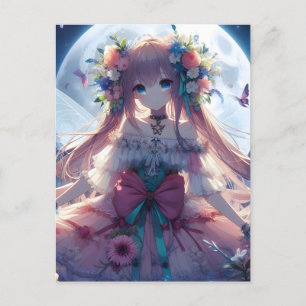 Postal Chica Anime Flor Luna Hada