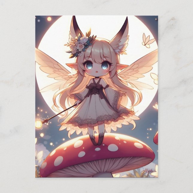 Postal Chica Anime Pixie Hippie Luna Hada (Anverso)