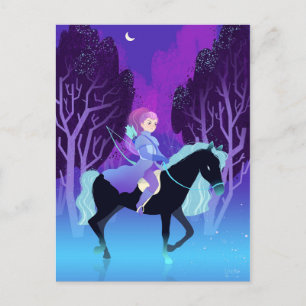 Postal Chica Archer montando un caballo