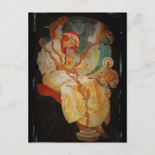 Postal Chica Art Nouveau con Harp 1903