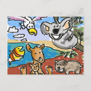 Postal Chica australiano Koala Wombat Kangaroo Boy