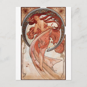 Postal Chica bailarín Red Haired - Mucha
