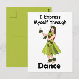 Postal Chica Bailarina de Hula Expresándose a Través del