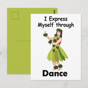 Postal Chica Bailarina de Hula Expresándose a Través del