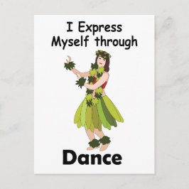 Postal Chica Bailarina de Hula Expresándose a Través del